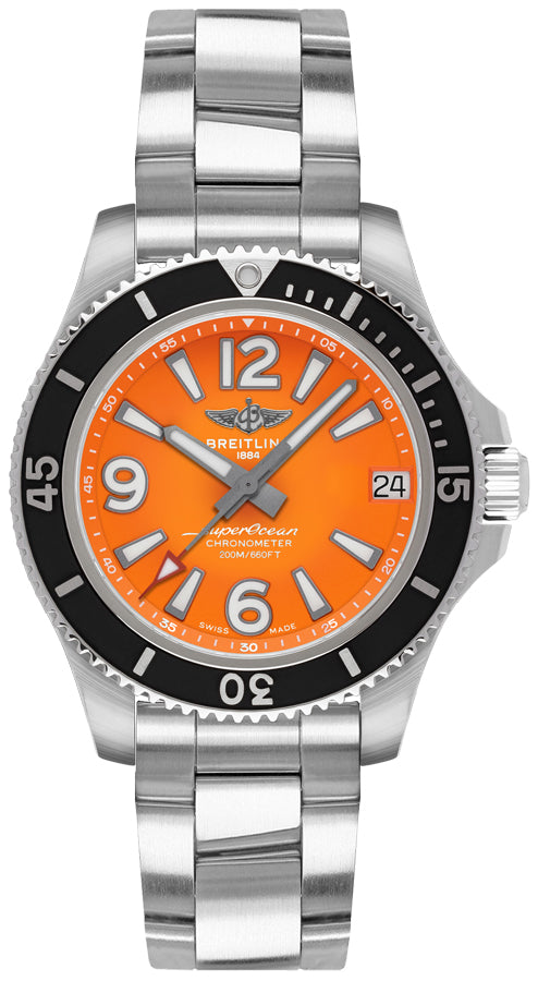 BREITLING Superocean 36 Orange Dial Women'S Watch A17316D71O1A1 1