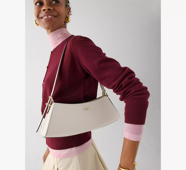 KATE SPADE Frankie Textured Patent Leather Small East West Shoulder - Meringue image 1