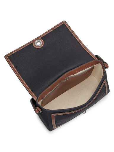 BURBERRY Medium Note Horseferry Canvas Crossbody Bag - Black Tan image 1