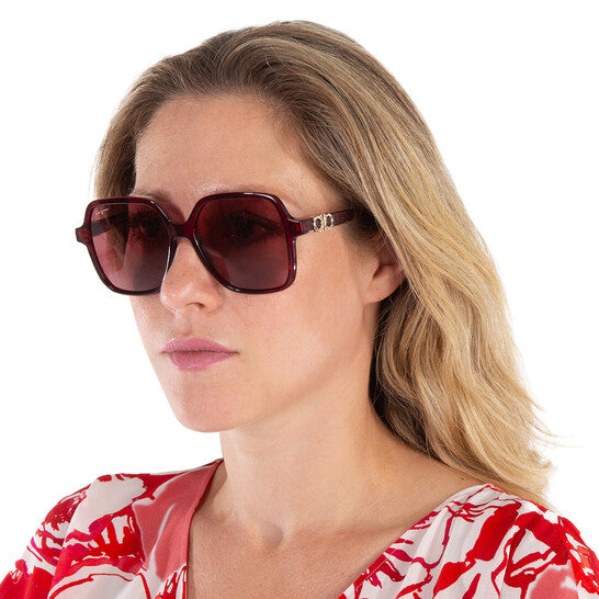 SALVATORE FERRAGAMO Salvatore Burgundy Square Ladies Sunglasses (Arriving In Delhi) image 1