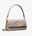 TORY BURCH Small Kira Chevron Flap Shoulder Bag - Gray Heron image 1