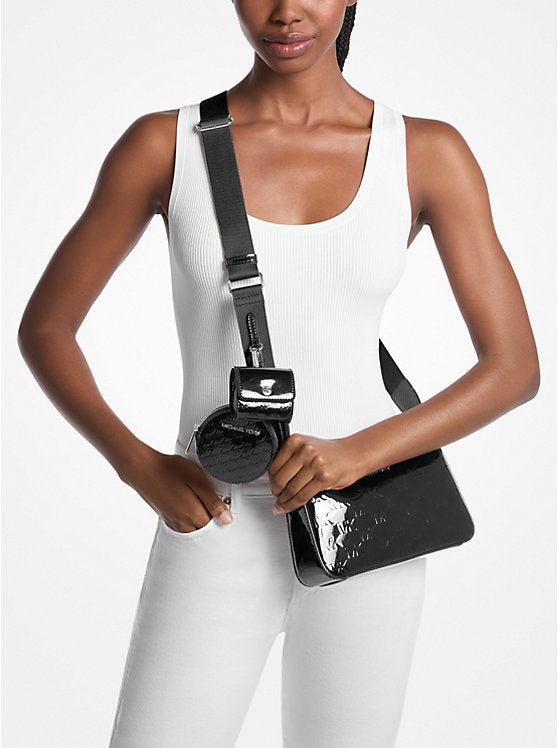 [AT DELHI]MICHAEL KORS Jet Set Small Patent Logo Debossed Crossbody Bag with Case for Apple Airpods Pro® image 1