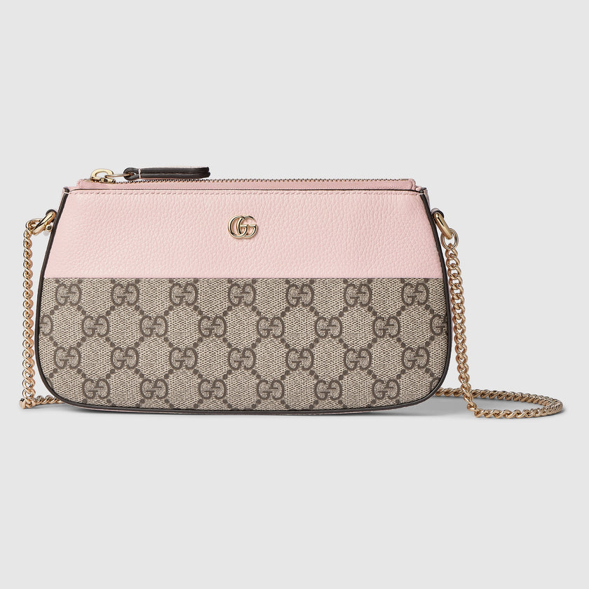 GUCCI Mini Two-Tone GG Marmont Wallet - Pink Beige and Dark Brown image 1
