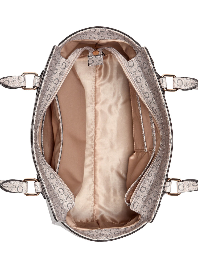 Guess Gemma Logo Satchel - Beige image 2
