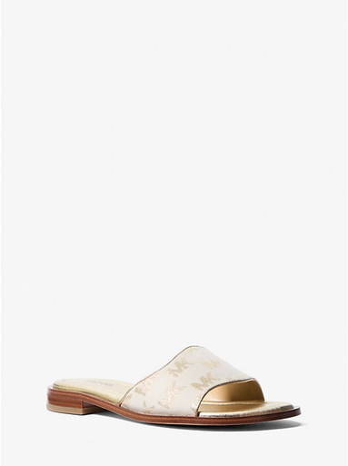 MICHAEL KORS Hannah Metallic Logo Jacquard Slide Sandal image 2