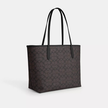 COACH City Tote Bag In Signature Canvas - Gold/Walnut/Black image 1