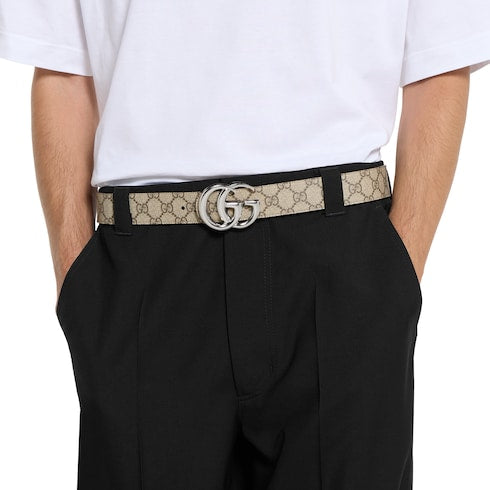 GUCCI GG Marmont Reversible Belt - Beige and Dark Brown image 1