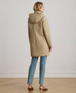 [AT DELHI] LAUREN RALPH LAUREN Womens Hooded Quilted Faux-Suede-Trim Coat - New Birch image 2