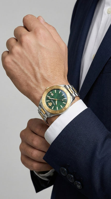 Versace V-Dome Quartz Green Dial Men's Watch image 0
