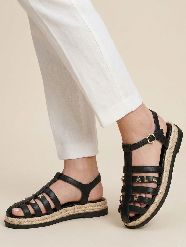 [AT DELHI] KARL LAGERFELD Chaselyn Fisherman Espadrille - Black image 0