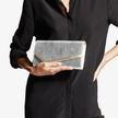 JIMMY CHOO Emmie Champagne Glitter Leather Clutch Bag image 2