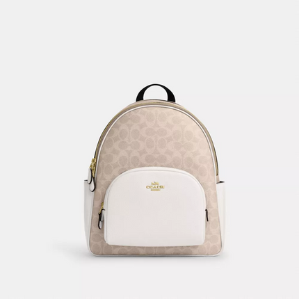 Coach Court Backpack In Signature Canvas - Gold/Sand/Chalk image