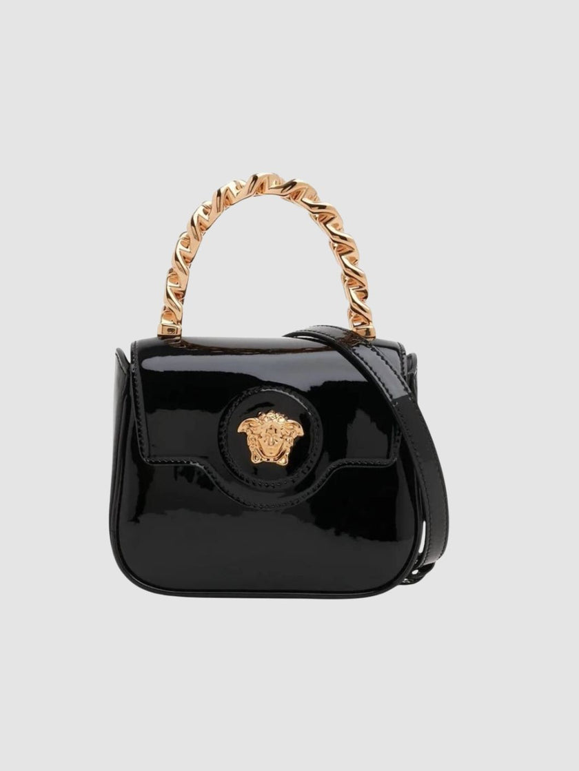 VERSACE Black Glossy Leather La Medusa Mini Bag image 0