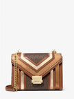 MICHAEL KORS  Whitney Medium Signature Logo and Metallic Shoulder Bag - Luggage Multi image 0
