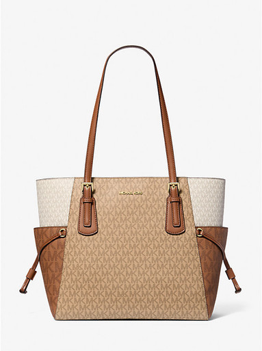 [AT DELHI] MICHAEL KORS Voyager Large Color-Block Signature Logo Tote Bag image 2