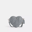 COACH Heart Crossbody Bag With Quilting - Silver/Grey Blue image
