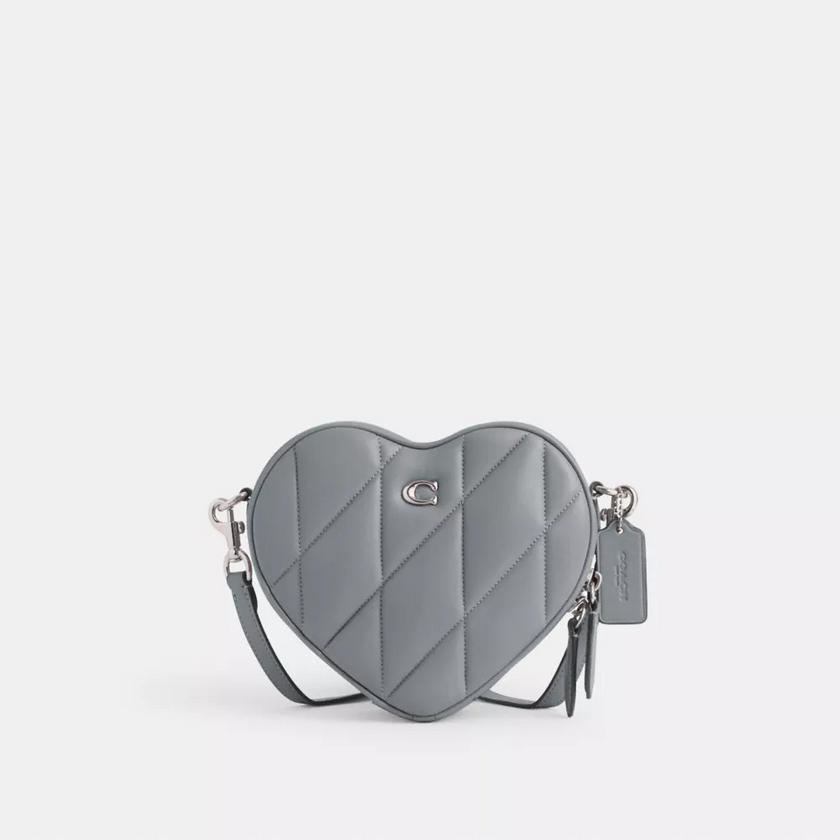 COACH Heart Crossbody Bag With Quilting - Silver/Grey Blue image
