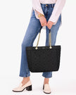 KATE SPADE Spade Flower Quilted Fabric Medium Tote - Black image 1