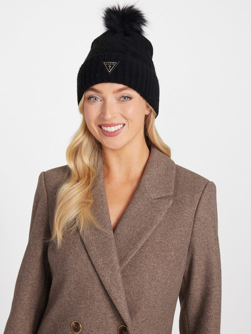 Guess Cable-Knit Beanie - Black image 1