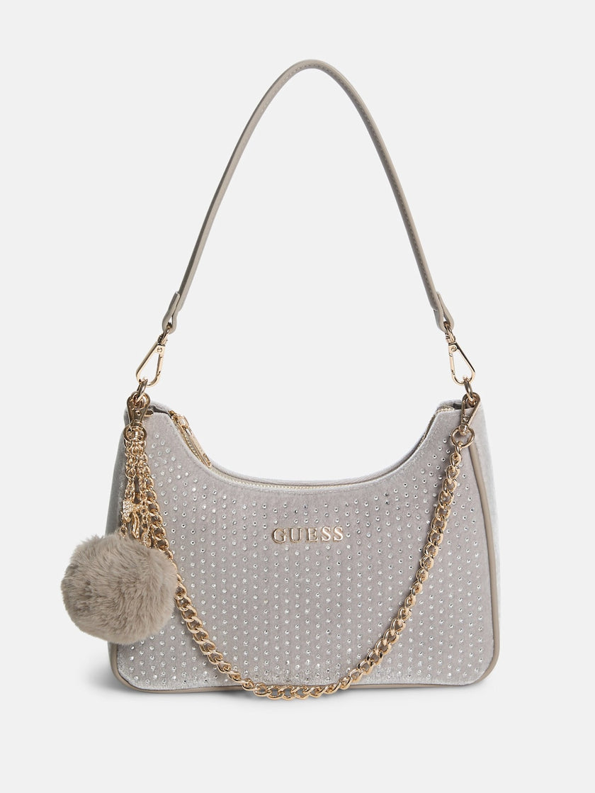 Guess Holly Velvet Shoulder Bag - Gray image 0