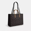 [AT DELHI]  COACH Maggie Tote Bag In Blocked Signature Canvas - Gold/Walnut/Tan image 3