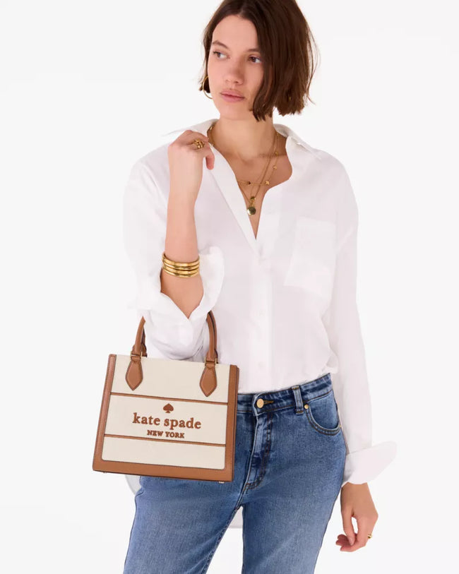 [AT DELHI] KATE SPADE Ellie Canvas Small Tote - Warm Gingerbread Multi image 1