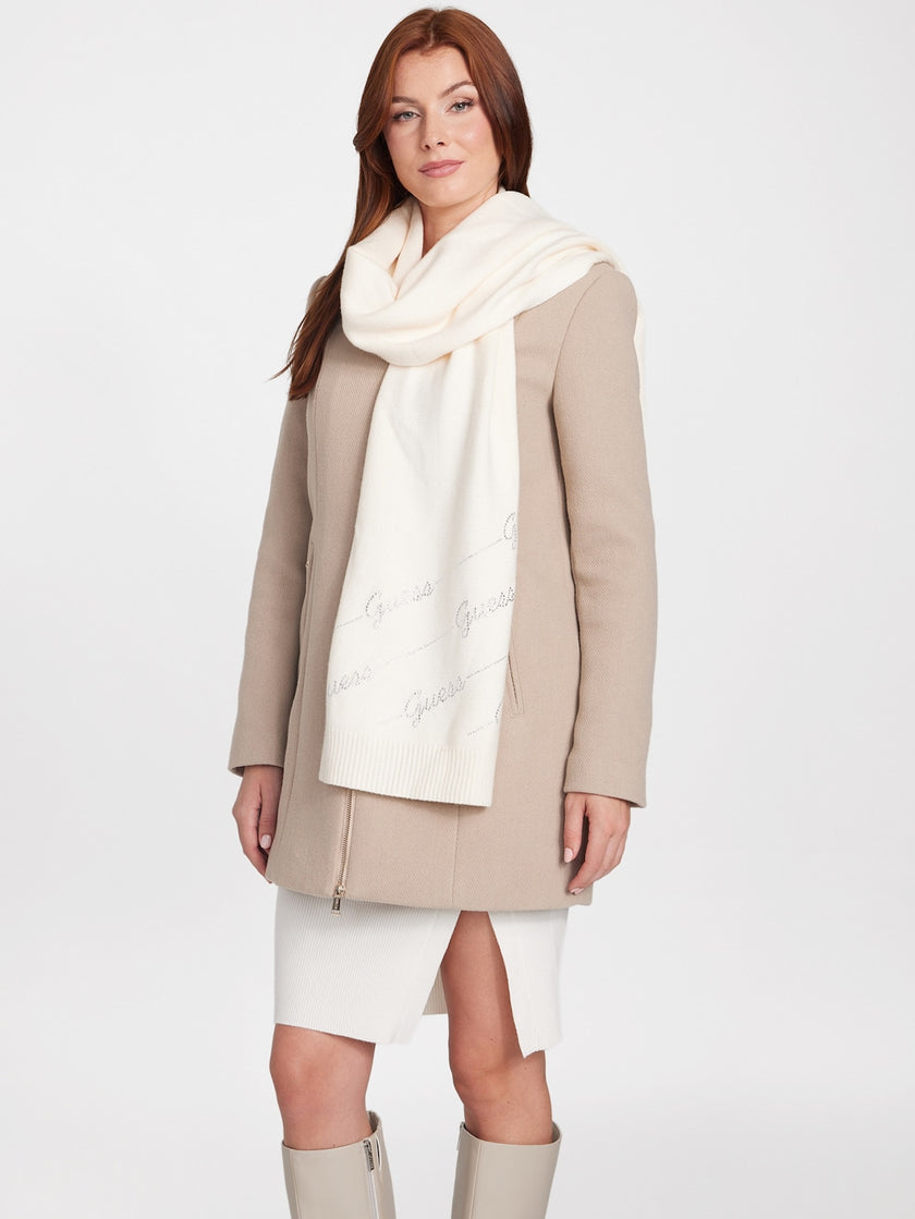 Guess Scarf Rhinestone Logo Scarf - Off-White image 1