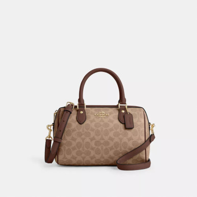 COACH Rowan Satchel Bag In Signature Canvas -  Gold/Tan/Brown image 3