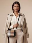 [AT DELHI] BURBERRY Check Small Camera Crossbody Shoulder Bag - Black image 0