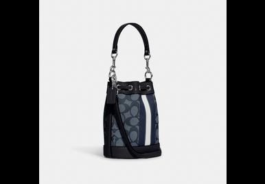 COACH mini dempsey bucket bag in signature jacquard with stripe and Patch image 3
