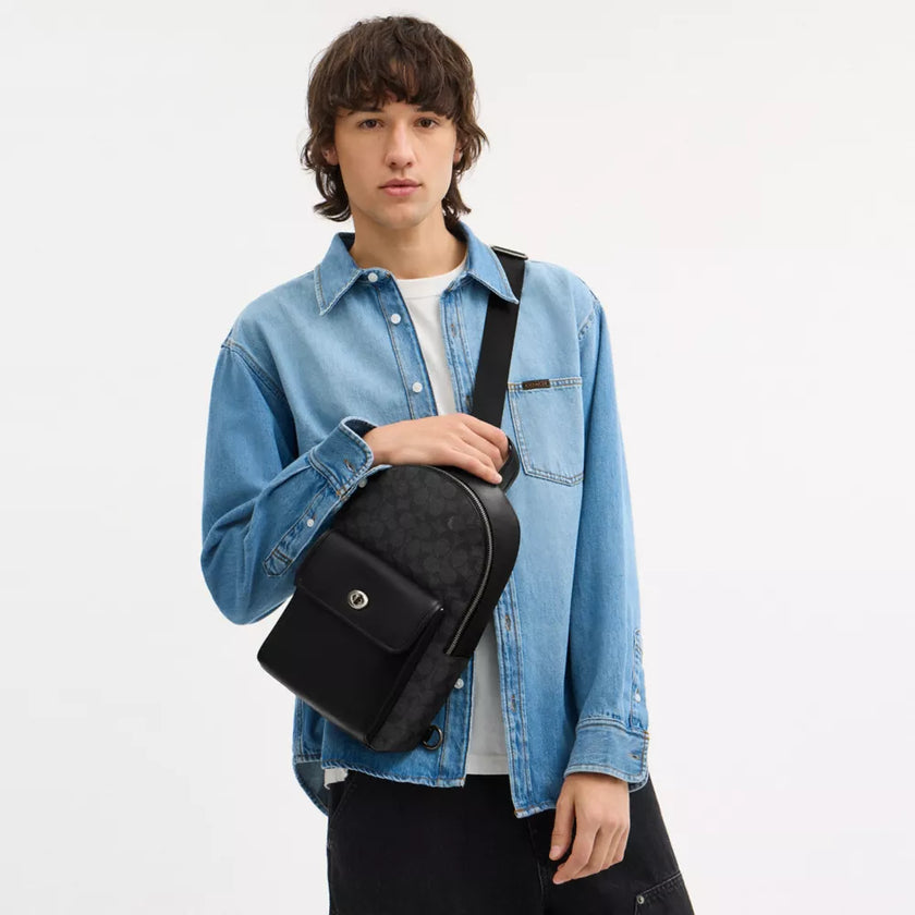 COACH Turnlock Sling Pack In Signature Canvas image 1
