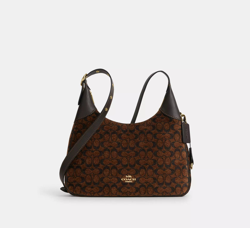 COACH Ella Shoulder Bag In Signature Chenille - Gold/Truffle