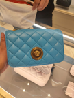 Medusa Nappa Quilted Leather Chain Crossbody - Blue image