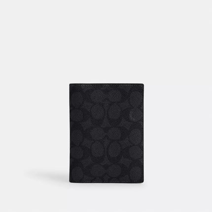 COACH Passport Card Case In Signature Canvas - Gunmetal/Charcoal/Black image 0