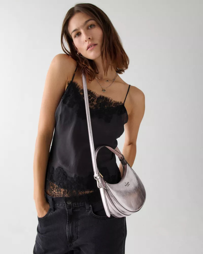 KATE SPADE Nova Crinkle Metallic Small Crescent Shoulder Bag image 1