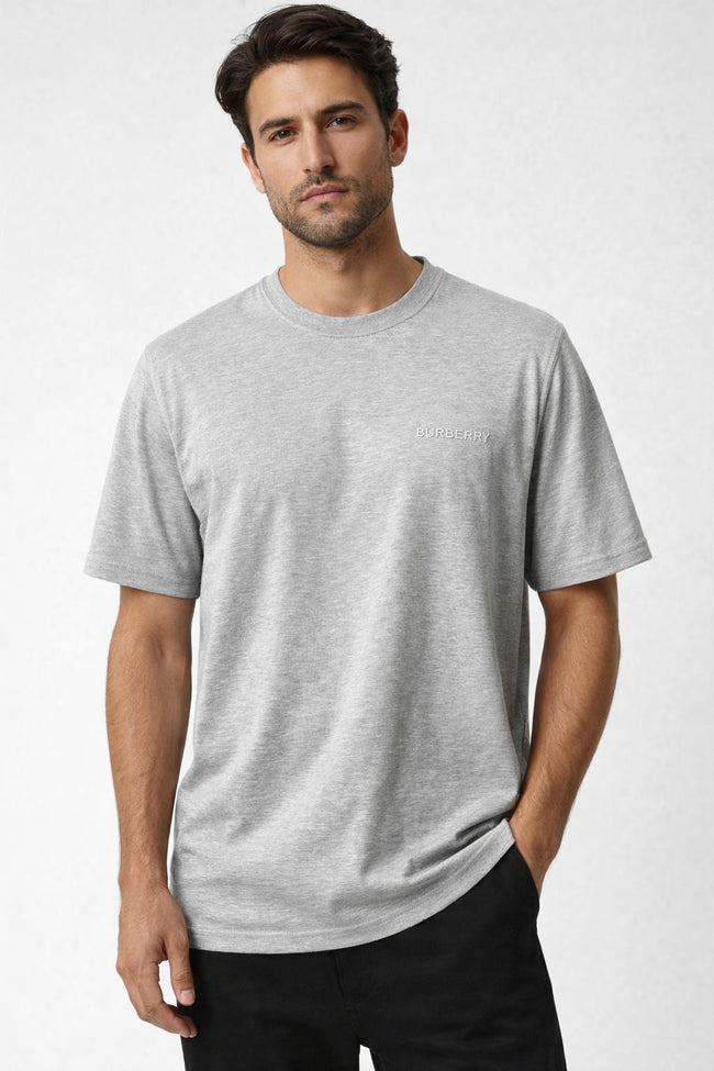 BURBERRY Cotton T-shirt with Check logo - Grey (@Delhi Studio) image 0