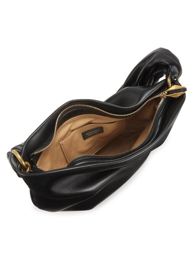 JIMMY CHOO Bonny Twisted Leather Shoulder Bag - Black Light Gold image 2