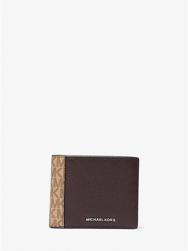 MICHAEL KORS  Hudson Leather and Signature Logo Billfold Wallet With Coin Pouch image 1