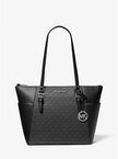 MICHAEL KORS Charlotte Large Logo and Leather Top-Zip Tote Bag - Black image 0