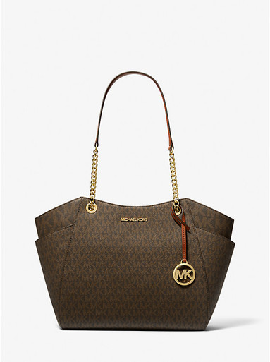 MICHAEL KORS Jet Set Large Signature Logo Shoulder Bag - Brown image 1