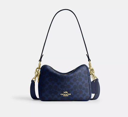 COACH Carey Crossbody Bag In Signature Canvas - Gold/Navy