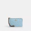 COACH Corner Zip Wristlet In Signature Leather - Gold/Light Blue