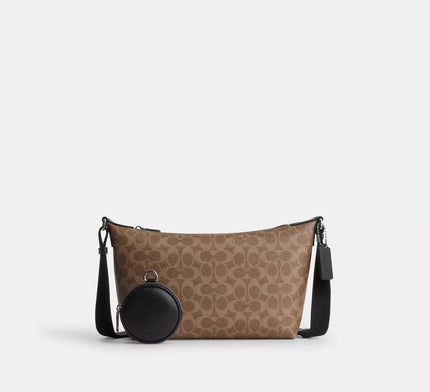 COACH Small Finn Crossbody Bag With Pouch In Signature Canvas - Tan Black