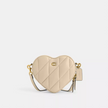 COACH Heart Crossbody Bag With Quilting - Brass/Ivory image