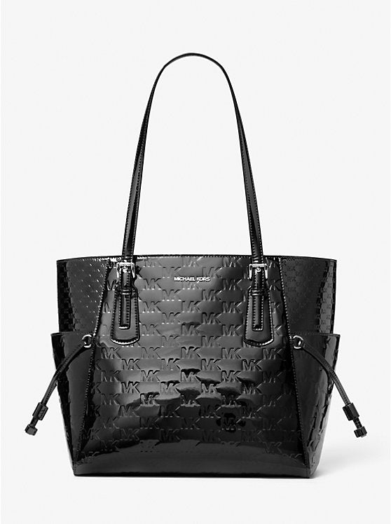 [AT DELHI] MICHAEL KORS Voyager Large Patent Logo Debossed Tote Bag - Black image 0