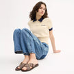 Coach Crisscross Buckle Sandal In Signature Jacquard - Oak/Maple