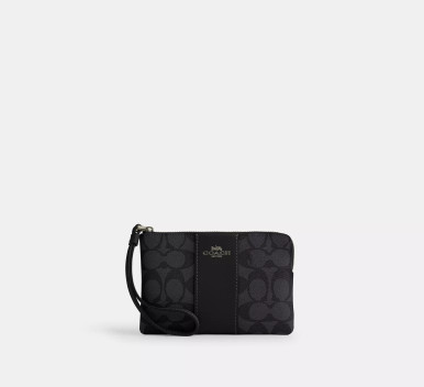COACH Corner Zip Wristlet In Signature Canvas With Stripe image 2