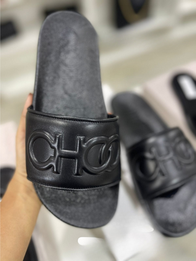 JIMMY CHOO Azari Leather Embossed Slides Sandals (@Delhi Shoes) image 0