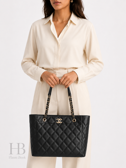 CHANEL Matelasse Tote Bag Black