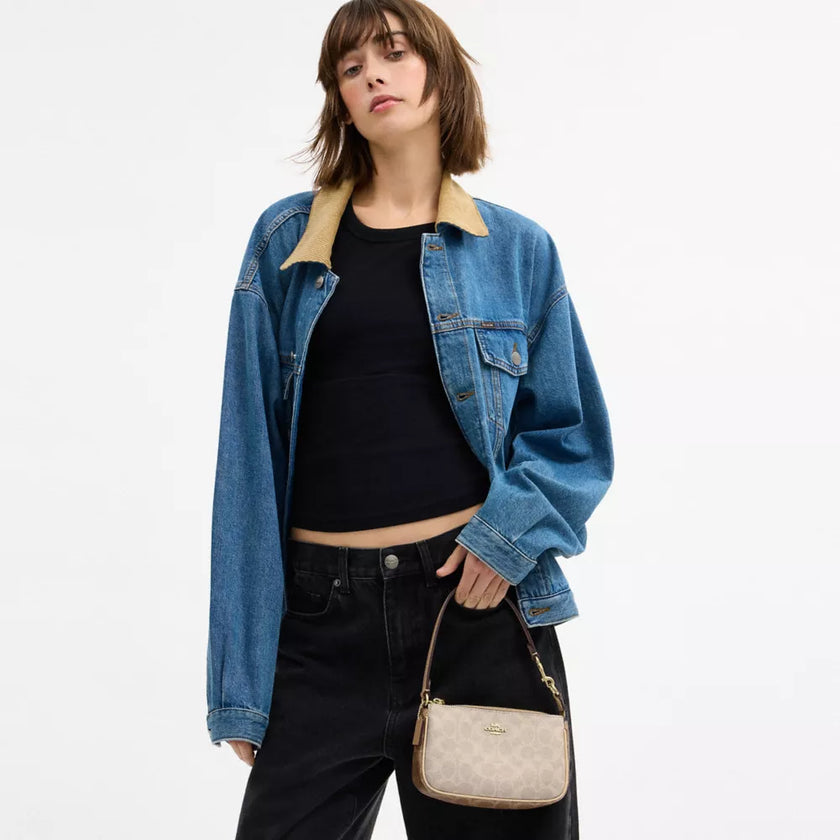 [At India] COACH Nolita 19 In Signature Canvas - Sand/Tan